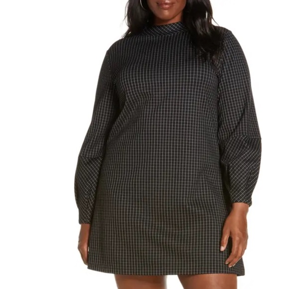 Check Print Long Sleeve Shift Dress - Picture 5 of 8